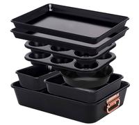 Gr8 Home 8pc Non Stick Bakeware Set Stackable Oven Pans in Black Gr8 Home Black