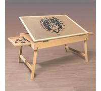 Gr8 Home Adjustable Wooden 1000 Piece Jigsaw Puzzle Table With Folding Legs Foldable Stand Easel Tilting Angle Tiltable Board With 2 Storage Drawers