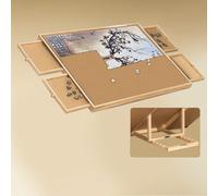 Gr8 Home Adjustable Wooden 1000 Piece Jigsaw Puzzle Table With Rack Stand Easel Tilting Angle Tiltable Board Holder With 4 Storage Drawers