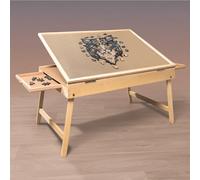 Gr8 Home Adjustable Wooden 1000 Piece Jigsaw Puzzle Table With Folding Legs Foldable Stand Easel Tilting Angle Tiltable Board With 2 Storage Drawers