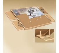 Gr8 Home Adjustable Wooden 1000 Piece Jigsaw Puzzle Table With Rack Stand Easel Tilting Angle Tiltable Board Holder With 4 Storage Drawers