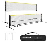 Gr8 Home Badminton Net Set Outdoor Height Adjustable Post Frame Stand Portable Garden Backyard with Carry Bag for Pickleball Tennis Badminton Volleyball (Yellow Black, 4m)