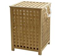 Gr8 Home Bamboo Laundry Basket 120L with Lid and Removable Liner, Large Clothes Hamper Bin, Ventilated Slatted Design, Natural, 45x45x62cm