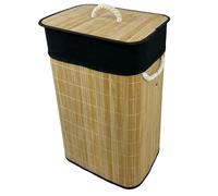 Gr8 Home Bamboo Laundry Basket with Lid Liner 72L Folding Washing Clothes Bin Hamper Bag - Natural