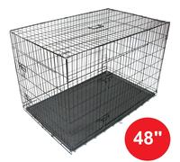 Gr8 Home Pet Cage Metal Dog Cat Puppy Training Folding Crate Vet Animal Transport Carrier With Tray Handle Black[48 Inch]
