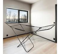 Gr8 Home Black Winged Clothes Airer Drying Rack Foldable Towel Rail Portable Compact Folding Laundry Horse Washing Line Storage Stand 22 Bar 18m