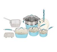 Gr8 Home Blue & White Induction 14 Piece Non Stick Kitchen Cookware Set Gr8 Home White