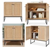 Gr8 Home Buffet Storage Cabinet Rattan Door Cupboard Living Room Wooden Kitchen Sideboard