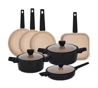Gr8 Home Casamema Forged 10 Piece Black Marble Carbon Steel Cookware Set Non Stick Cooking Pot Frying Grill Pan Saucepan Kitchenware with Lids
