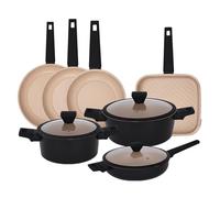 Gr8 Home Casamema Forged 10 Piece Black Marble Carbon Steel Cookware Set Non Stick Cooking Pot Frying Grill Pan Saucepan Kitchenware with Lids