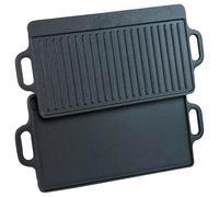 Gr8 Home Cast Iron Non Stick Reversible Griddle Plate Ribbed Grill Pan in Black Gr8 Home Black