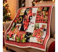 Gr8 Home Christmas Patchwork Fleece Blanket Large Festive Xmas Flannel Throw 150 X 200Cm