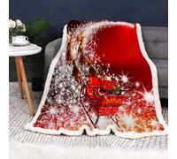 Gr8 Home Christmas Sleigh Red Fleece Blanket Large Festive Xmas Flannel Throw 130 X 150Cm