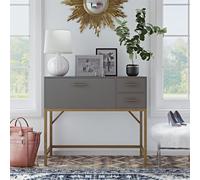 Gr8 Home Cosmoliving Wooden Grey Lennon Console Bar Table Desk Unit With Storage Drawers
