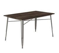 Gr8 Home Dorel Fusion Rectangular Rustic Industrial Dining Table Antique Gun Metal Wooden