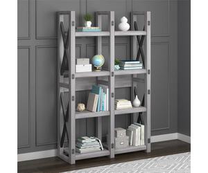Gr8 Home Dorel Wildwood Wood Veneer Bookcase Room Divider Shelving Unit Rack Rustic White