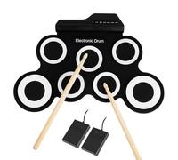 Gr8 Home Electronic Roll Up Drum Set Kit Toy Folding Foldable Digital Mat With 7 Pads Portable Beginners 2 Paddles Sticks Musical Xmas Gift