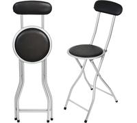 Gr8 Home Folding Bar Stool Kitchen Breakfast Padded High Back Chair in Black Gr8 Home Black