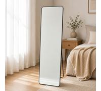 Gr8 Home Full Length Mirror 150x40cm Freestanding Bedroom Dressing Mirror with Black Aluminium Frame