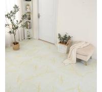 Gr8 Home Gloss White Gold 3.34M² Floor Tiles Self Adhesive Marble Effect Pvc Flooring