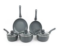 Gr8 Home Grey 8 Piece Aluminium Ribbed Induction Non Stick Frying Saucepan Grill Pan Cooking Pot Set Kitchen Cookware