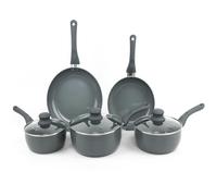 Gr8 Home Grey 8 Piece Ribbed Cookware Set Non Stick Induction Pans Saucepans Cooking Pots - Grey