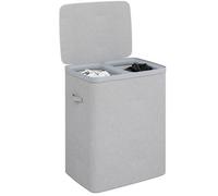 Gr8 Home Grey Double Laundry Seperation Hamper Bin Large Clothes Washing Basket With Lid