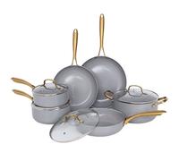 Gr8 Home Grey Gold Induction 10 Pc Cookware Set Non Stick Frying Pan Saucepan Cooking Pot
