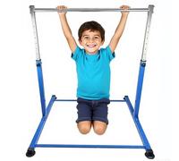 Gr8 Home Gymnastics Horizontal Kip Bar Home Gym Training Practice Equipment Metal Frame Adjustable Height for Children Kids Ages 3-15 Blue