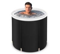 Gr8 Home Large Portable Ice Bath Tub with Lid for Cold Water Therapy And Recovery - Black White