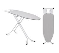 Gr8 Home Ironing Board Folding Adjustable Non Slip Feet And Iron Rack Grey White 110X34Cm
