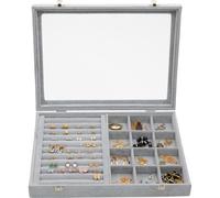 Gr8 Home Jewellery Box 12 Grid Earrings Rings Storage Organiser in Grey Gr8 Home Grey