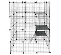 Gr8 Home 4 Tier Metal Wire Cat Enclosure - Indoor DIY Playpen With Large Climbing Ladder Stairs Exercise Centre for Small Animals