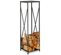 Gr8 Garden Large Black Metal Steel Firewood Rack Log Storage Holder Tall Shelf Stand