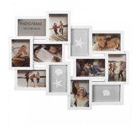 Eurotrade W Ltd White, New Large Embossed Wall Hanging Photo Frame Collage 12 Multi Picture Holder Aperture KF100099