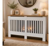Gr8 Home Large White Wooden 152Cm Radiator Cover Slatted Grill Cabinet Display Shelf