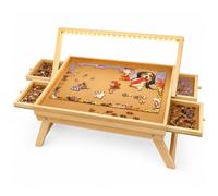 Gr8 Home LED Puzzle Table 1000 Piece Jigsaw Board Wooden With Drawers Storage And Light