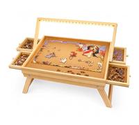 Gr8 Home LED Puzzle Table with Drawers, 1000 Piece Jigsaw Board, Wooden Puzzle Table with Storage Trays & LED Light, Raised Puzzle Board for Adults, Portable Puzzle Table