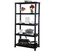 Gr8 Home Lightweight 5 Tier Black Plastic Shelving Unit Storage Racking Shelves Garage Warehouse Home Shed Rack