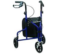 Gr8 Home Lightweight Aluminium 3 Wheel Rollator Walker, Folding Mobility Aid with Adjustable Height Handles, Lockable Loop Brakes & Storage Bag, 125kg Capacity