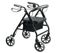 Gr8 Home Lightweight Folding Rollator Walker Adjustable Height Zimmer Frame with Seat Foldable Mobility 4 Wheeled Walking Elderly Disability Aid with Detachable Padded Backrest
