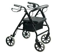 Gr8 Home Lightweight Folding Rollator Walker with Seat 4 Wheel Mobility Walking Frame Aid