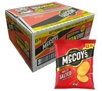 Gr8 Home McCoys Plain Ready Salted Potato Crisps Ridge Cut Box Pack of 20x65g Sharing Bag - Salted