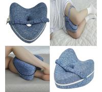 Gr8 Home Memory Foam Leg Knee Support Pillow Blue Heart Shaped Ergonomic Cushion for Leg Knee Hip Ankle Pain Relief Side Sleeping Bed Aid With Strap Removable Pillowcase Cover