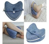 Gr8 Home Memory Foam Leg Knee Support Pillow Blue Side Sleeping Cushion With Strap Cover