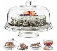 Multi Functional 6in1 Clear Cake Stand Dome Platter Dip Server Punch Salad Snack Bowl Kitchen Party BBQ Picnic Tray