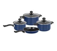 Gr8 Home Non Stick 7 Piece Cooking Pot Frying Pan Saucepan Cookware Set in Blue Gr8 Home Blue