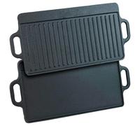 Gr8 Home Non Stick Cast Iron Reversible Griddle Plate Ribbed Pan BBQ Grill Hob Cooking