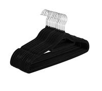 Gr8 Home Pack of 20 Black Flocked Velvet Non Slip Coat Hangers Space Saving Garments Clothes Tie Trousers Bar 360 degree Swivel Hook Wardrobe Organiser