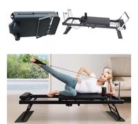 Gr8 Home Pilates Reformer Stretch Machine Foldable Home Gym Equipment Folding Adjustable Body Sculpting Exercise Board Workout Black